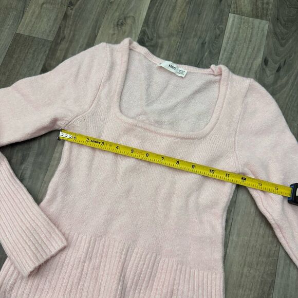 Mango MNG coquette textured knit square neck sweater - Picture 4 of 6